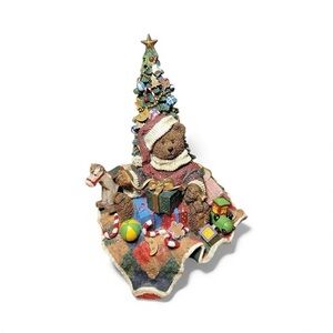 Grandeur Noel Festive Bear with Christmas Tree Decor Stocking Holder